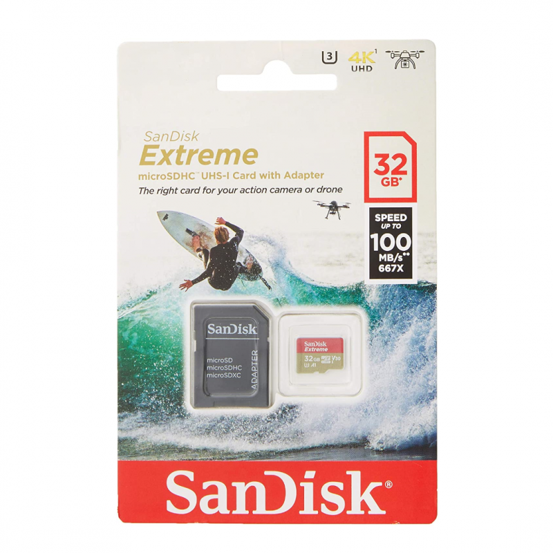 SanDisk 32GB Extreme microSDHC UHS-I Card with Adapter - Image 2