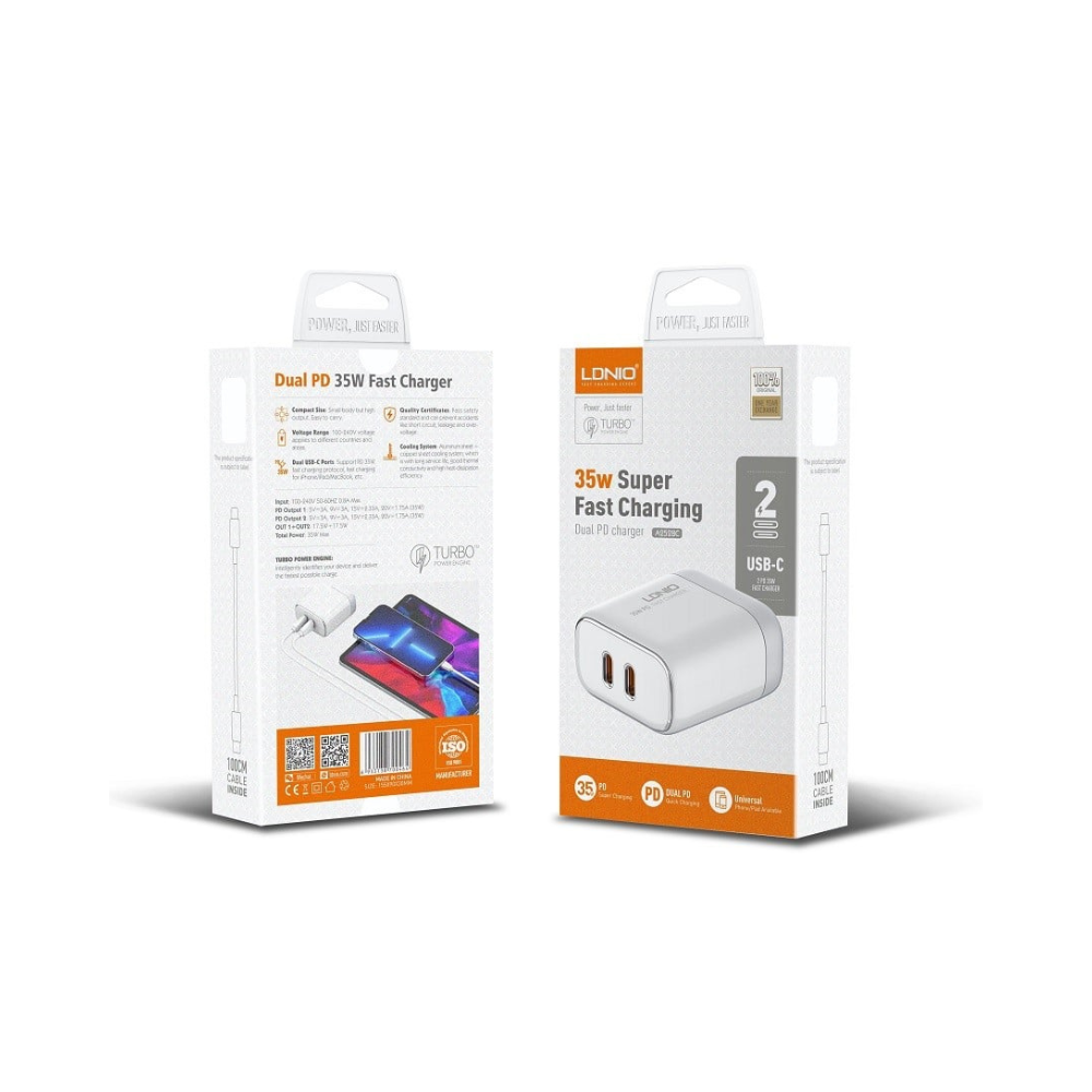 LDNIO 35W Dual USB-C Fast Charger A2528C - Image 2