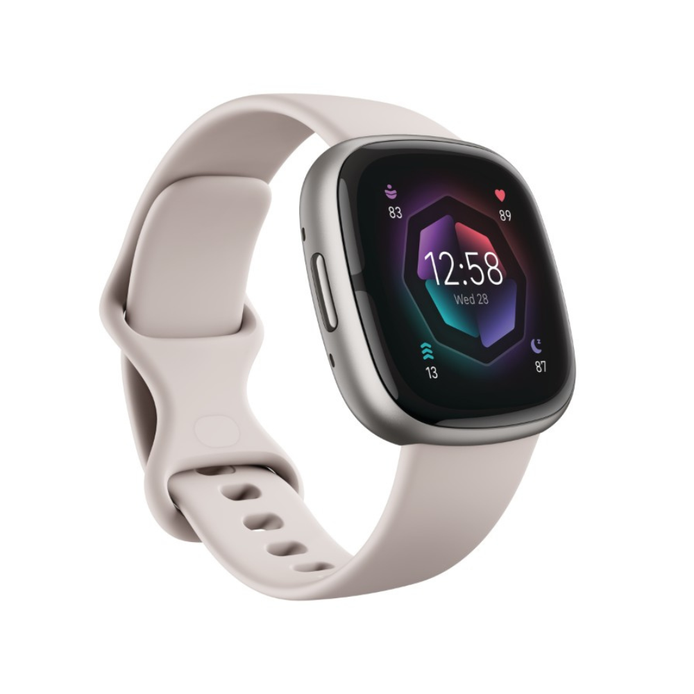 Fitbit sense Advanced Health Smartwatch (Lunar White/Soft Gold Stainless Steel)