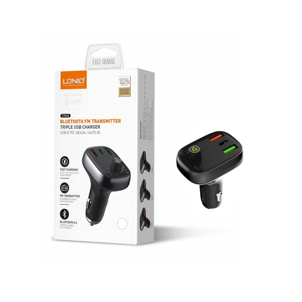 LDNIO C704Q Bluetooth FM Transmitter 36W Fast Car Charger - Image 2