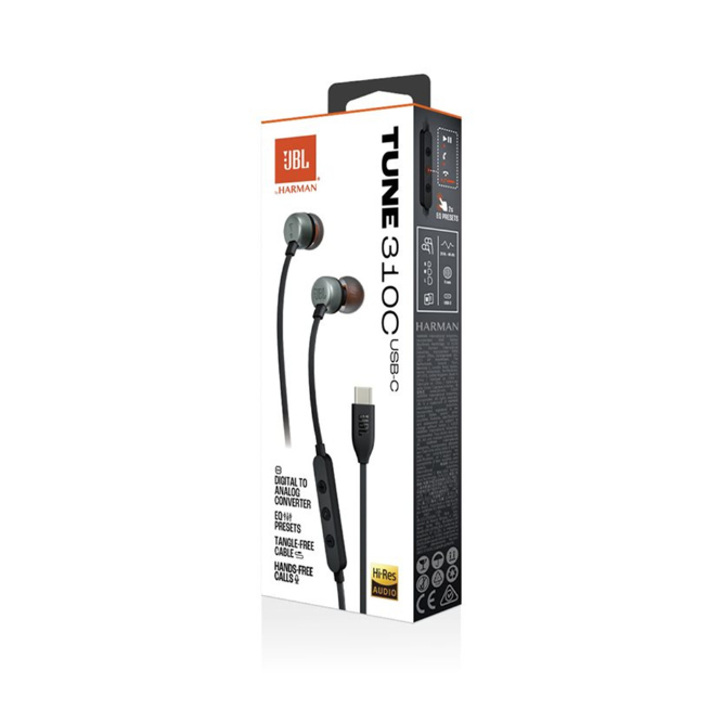 JBL Tune 310C USB-C Wired Earphone (Black) - Image 2