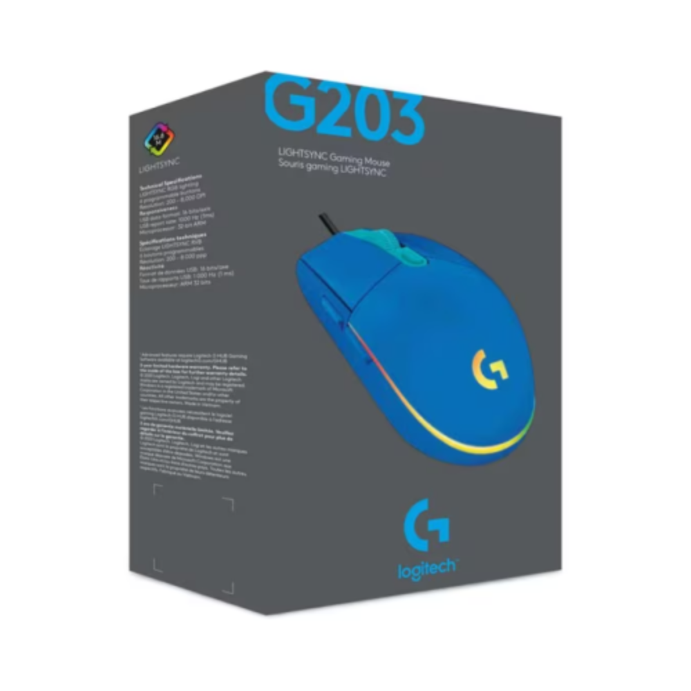 Logitech G203 LIGHTSYNC RGB 6 Button Gaming Mouse (Blue) - Image 3