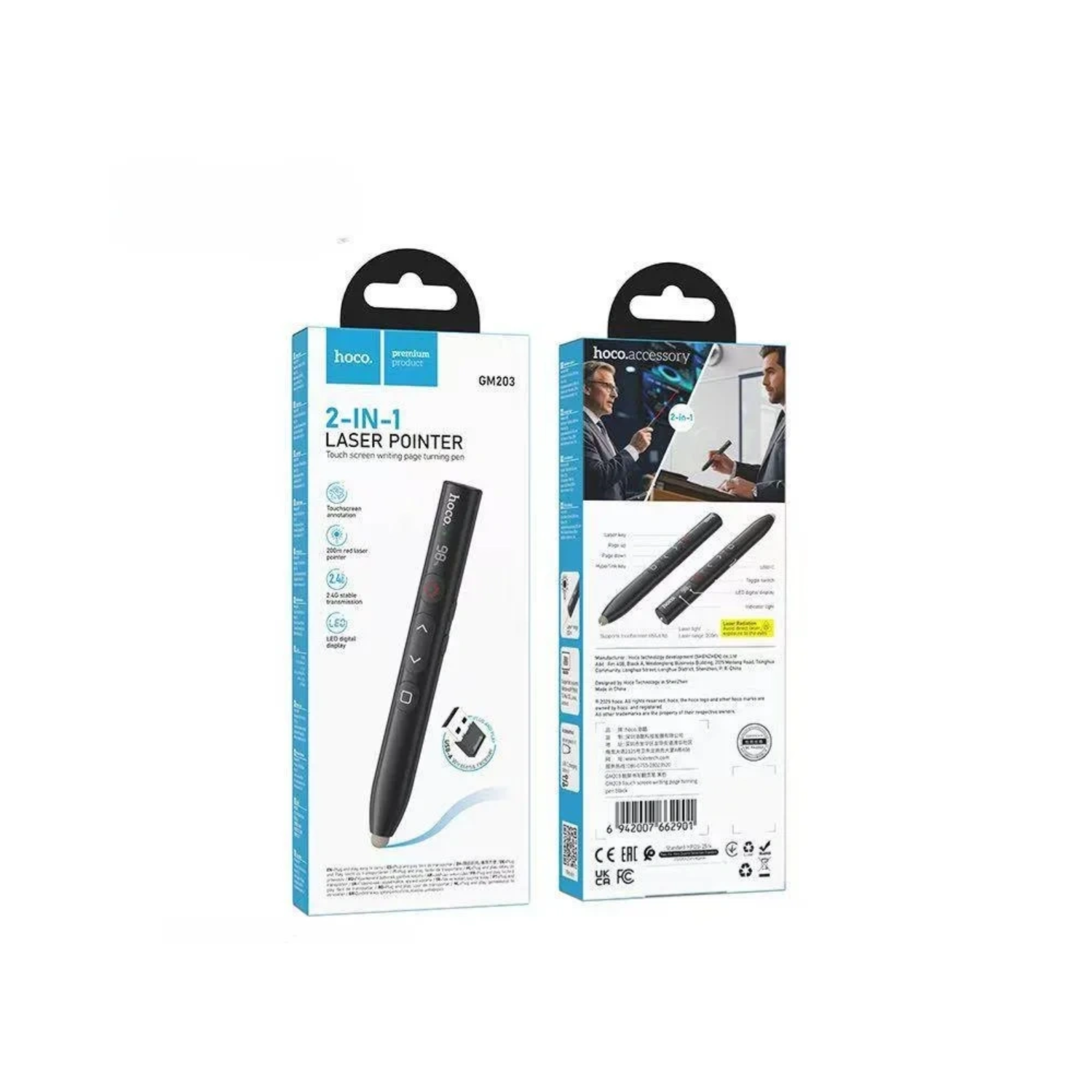 HOCO GM203 2-in-1 Functionality - Laser pointer + stylus pen